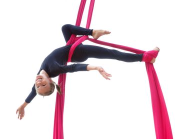 woman practicing aerial fitness