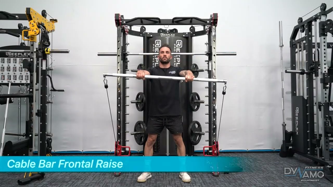 Cable bar frontal raise