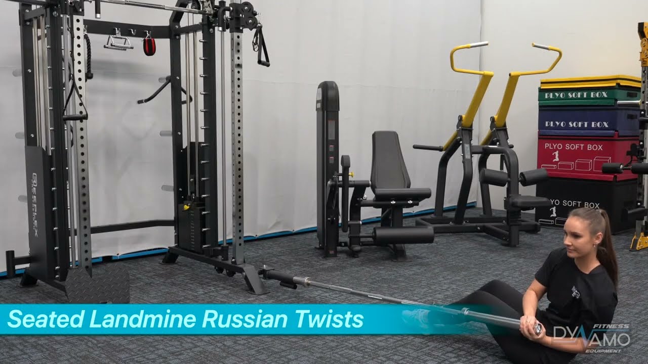 Landmine Seated Russian Twists Exercises