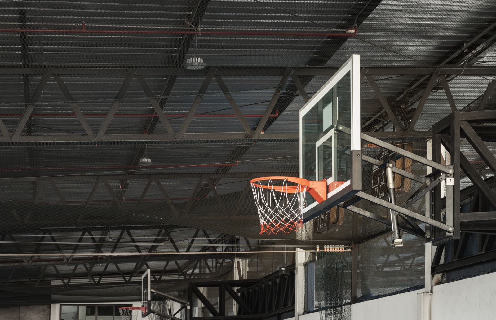 Wall-mounted Basketball hoop and backboard